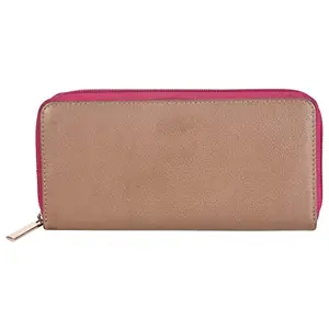 Leatherman Fashion LMN Genuine Leather Brown Pink Women Wallet LVP_D19 (8 cc Card Slots)