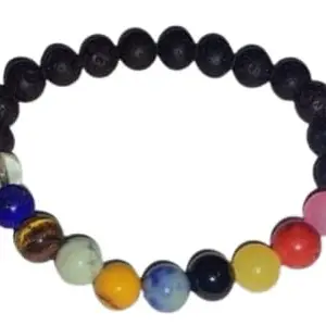 New Shyam Agate Rock Black Lava With Galaxy, Universe Solar System Nine Planet 8mm Round Beaded Crystal Stone Bracelet,