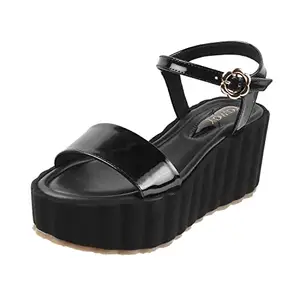Catwalk Women Black Fashion Sandals-7 UK (39 EU) (4586C-7)