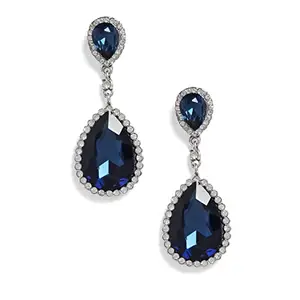 SOHI Brass Drop Midnight Blue Earrings for Women & Girls, light weight earrings for women, Push Closure, modern, trendy, gold plated, artificial earrings, western earrings, latest fashion