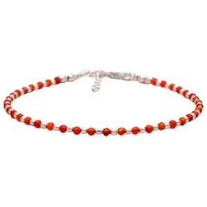 RRJEWELZ Carnelian Bracelet for Men & Women – 2mm Round Faceted Orange Beads – 7 inch adjustable with Silver Plated Clasp – Healing, Fashion, Gift, Spiritual, Yoga|LCBR_RR_01818