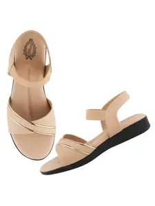 Shoetopia Women's SND-6161 Beige Heeled Sandal-8 Kids UK (SND-6161-Beige)-EU41