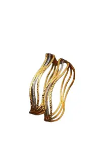 RAMya ENTERPRISE Gold-Plated set of 2 (2.6) d with silver lining Wavy Bangles collection For Women dressing up for a special occasion,these bangles are the perfect acces