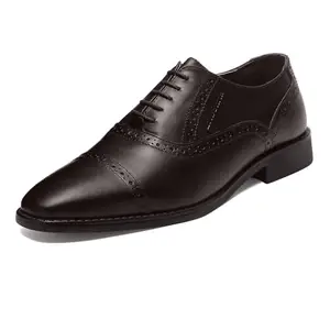LOUIS STITCH Formal Lace Up Shoes for Men | Handcrafted Italian Leather Mens Oxford Shoes| Brown | RXOX | UK Size 8
