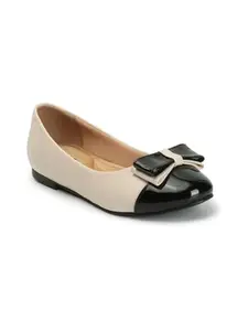 Elle Women's Flats Slip-On Ballerinas with Bow Detail Black-Cream