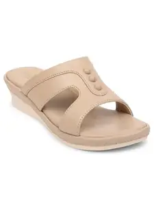 Liberty Senorita SGL-2 Casual Heeled Sandal For Women With PVC Sole | Stylish and Comfortable | Durable Summer Footwear for Outdoor Indoor | Lightweight Cushioned Footbed (Cream 6 UK)