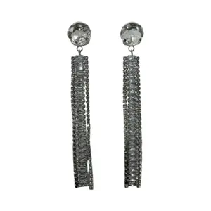 Dazzling long-drop silver earrings