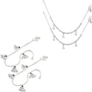 Heer Collection Traditional Trendy Jewellery All Occassions Anklets Payal Pair for Women/Girls Alloy Anklet (Pack of 4)(Combo Payal-116&117-(1PairEach))
