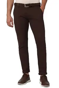 Peter England Men's Mid Rise Skinny Fit Stretchable Everyday Casual Trouser | Scoop Pocket Premium Twill Chinos | Flat Front