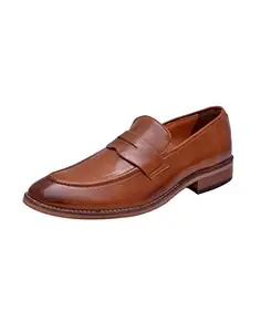 HiREL'S Men Tan Slip On Mocassion Shoes 8
