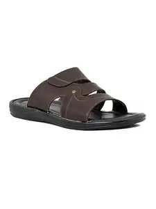 Khadim's Men's Brown Slip On Sandals | Casual Mule Sandal with Flat Cushion Insole for Gents | Stylish, Trendy, and, Comfortable Men Footwear for Everyday Wear