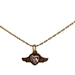 Glace Heart Wing Crystal Pendant Necklace, Gold Plated Chain, Fashion Jewellery