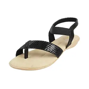 Walkway Women Black Flat Comfort Sandal UK/3 EU/36 (33-1439)