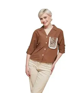 J TURRITOPSIS Women's Embroidered Long Sleeves Stylish Shirt || Shirt Top for Women