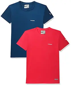 Charged Endure-003 Chameleon Spandex Knit Round Neck Sports T-Shirt Teal Size Xs And Charged Pulse-006 Checker Knitt Round Neck Sports T-Shirt Red Size Xs