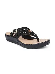 Scholl Women's Hamlet Black Leather Fashion Sandals 4 UK/India (37 EU) (6736175)