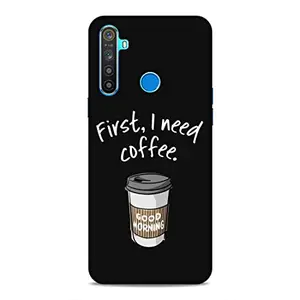 SmashItUp First I Need Coffee/Coffee/Quote Designer Printed Hard Plastic Matt Finish Mobile Case Back Cover for Realme 5 / Realme Narzo 10