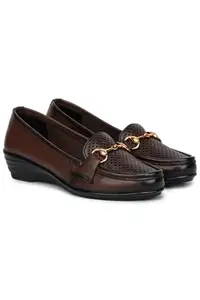 Zoom Shoes Premium Leather Comfortable Lightweight Bellies for Women with PU Sole Ideal for Casual Wear Brown