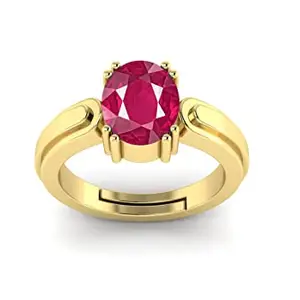 BALATANK�11.25 Ratti /10.70 Carrat Natural Ruby Manik Birthstone/Astrology/Rashi Ratan Gold Ring Adjustable Ring for Men & Women's