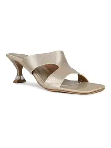 Inc.5 Womens Gold Party Wear Solid Square Heels