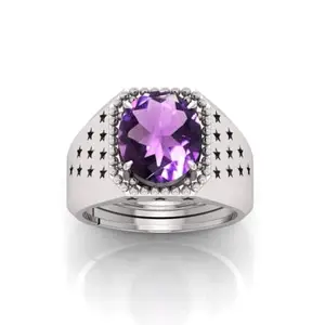 RRVGEM 10.25 Ratti 9.00 Carat AMETHYST stone Silver Plated Ring Adjustable Ring for Men and Women