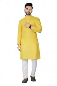 Conch Fashion Men’s Plain Solid Cotton Kurta Pajama Set Classic Straight Fit Long Kurta for Festive, Casual & Ethnic Wear Mandarin Collar Full Sleeve Traditional Kurta for Men