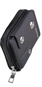 Kesariya Fashion 10 Slots Brown Unisex Leatherite Wallet with Zipper | RFID Blocking Card Holder Zipper Wallet for Men and Women(Black)