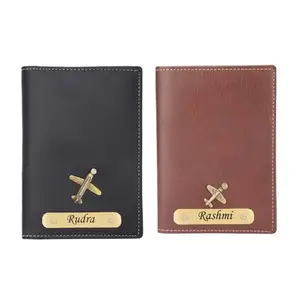 WALLETKART Personalized Leather Name Men/Women Couple Passport Cover | Customized Gift Combo for Couples (Pack of 2)
