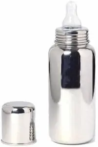 Duggu Kids Stainless Steel Baby Feeding Bottle 340 Grade Steel with Anti-Colic Silicone Nipple – BPA Free, 250ml (Pack of 1)