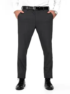The Pant Project Luxury PV Lycra Stretchable Formal Pants for Men | Stylish Slim Fit Men's Wear Trousers for Office or Party | Mens Fashion Dress Trouser Pant (Charcoal, 36)
