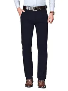 AVANOVA Men's Light Grey Solid Trousers Light Business Style Slightly Stretch Straight Leg Pants for Outdoor Casual Daily (Trouser 127)