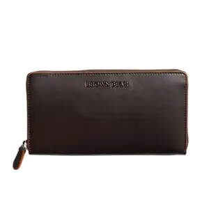 BROWN BEAR Genuine Leather RFID Ladies Wallet, Brown/Orange | Stylish, Secure, and Elegant Accessories for Women |