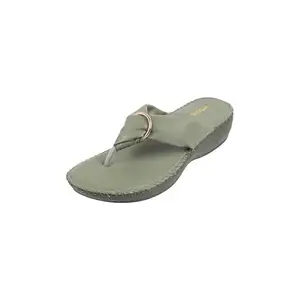 Mochi Women Green Flat Comfort Thong Slip-on Chappal UK/6 EU/39 (44-154)