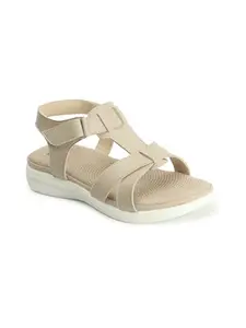 Carlton London Sports Women's Beige Flat Sandal-4 Kids UK (CL-EY-Wn-06)