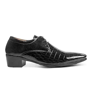 YUVRATO BAXI Men's 2 Inch Heel Height Increasing Black Formal Derby Shoe-9 UK