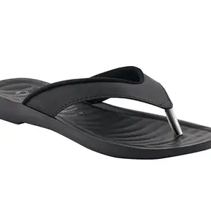 AEROBLU Black Synthetic Solid Thong Strap Flip-Flops Slipper For Women & Girls (AESW82-BLACK-37)