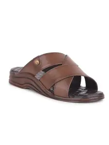 Liberty Coolers Men Formal Slippers with PU Upper|PU Sole Mid Heel Slipper for Men|Stylish Soft & Comfortable Slipper for Men | Synthetic Insole Slipper (7 UK - Tan)