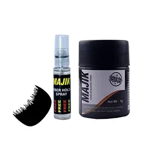 Majik Human Hair Fibers for Thinning Hair and Bald Spots Hair for Women and Men 7 Gram, White (Free Fiber Hold Spray)