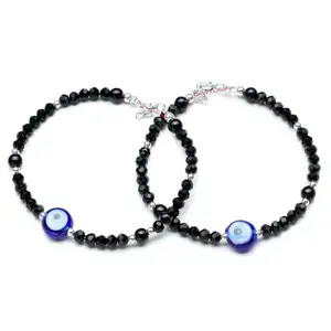 DHRUVS COLLECTION 925 Silver Evil Eye Nazariya Adjustable Bracelet for Kids (6 Years to 15 Years, 5.5 Inches + Adjustable)