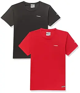 Charged Brisk-002 Melange Round Neck Sports T-Shirt Red Size 2Xl And Charged Play-005 Interlock Knit Geomatric Emboss Round Neck Sports T-Shirt Dark-Grey Size 2Xl