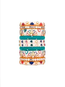 Taasha Craft Multicoloured thread bangles with sequins and embroidery A graceful festive pick (Size: 2.8, Set of 10)