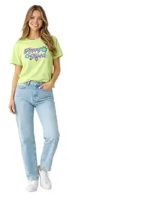 POP STUDIO Women’s Cotton Graphic T-Shirt | Round Neck Half Sleeve Casual Summer Top