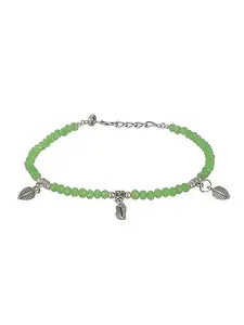 Aatmana Set of 2 Life Of Leaf Charms Beaded Handcrafted Anklets