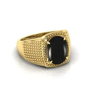 AMG GEMS Sulemani Hakik Ring Original Natural Black Haqiq Precious Gemstone Hakeek Astrological Gold Plated Adjustable Ring Size Abjusteble for Men and Women,s (11.25 Ratti)