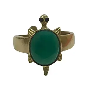 ASTRODIDI Brass Green Zircon Kachua Tortoise Meru Ring Adjustable For Men and Women (Multicolor)