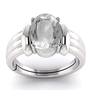 TODANI JEMS 7.25 Ratti Certified Unheated Adjustable Ring White Sapphire Pukhraj Loose Gemstone Ring for Women and Men