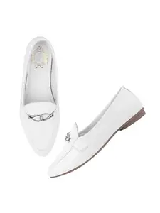 Shoetopia Pointed Toe Flat White Belly for Women & Girls /EU36