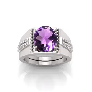 RRVGEM 12.25 Ratti AMETHYST stone Silver Plated Ring Adjustable Ring for Men and Women