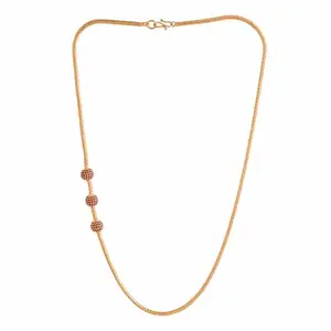 Radha's Creations Golden side pendant ruby ball Mugappu Chain necklace Length 24 inches One Gram Gold micro Plated For Women and Girls