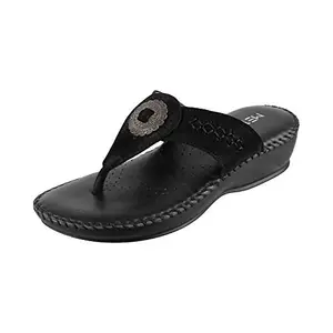 Metro Girls Black Leather Fashion Sandals-4 UK (37 EU) (44-263)